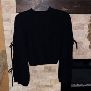 Lulu's Black Sweater with Sleeve Ties